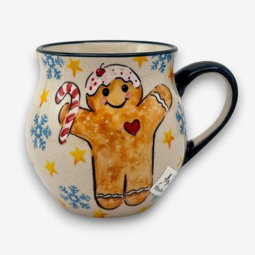 波蘭手繪手工陶-胖胖杯 220ml 甜心薑餅夜系列 聖誕節