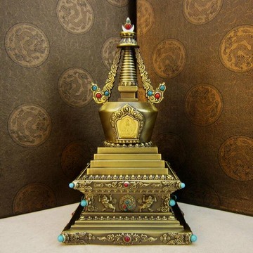 佛教用品供具 銅合金 舍利塔 如來八塔 佛塔舍利塔菩提塔 高17cm