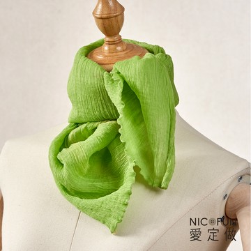 【NicoFun愛定做】真絲圍脖 領巾 圍巾 頸巾 桑蠶絲巾 綠色, 草綠 四季可戴 魅力68 柳葉絲