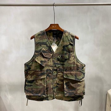 外貿迷彩馬甲男戶外露營寬松工裝馬夾多口袋外套美式休閑釣魚坎肩