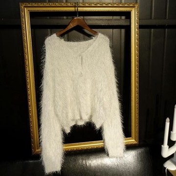 chic女神毛茸茸針織開衫ins風韓版名媛歐洲站慵懶百搭毛衣外套女