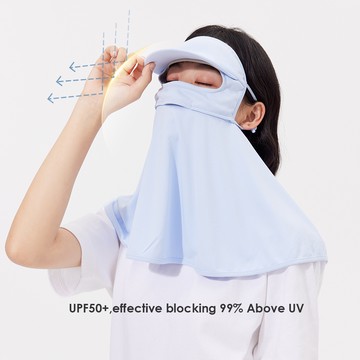 Ohsunny 帽子帽簷防曬面罩全臉防紫外線戶外防塵冰絲透氣 UPF50+