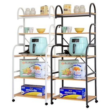 【居家cheaper】二代插座版 彎管五層廚房置物推車 TD008SK-5c黑色