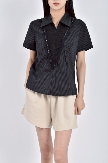 (S) zelda條紋黑色短袖上衣