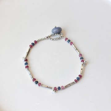 【綺夢】紅藍寶石純銀細手鏈 客制化