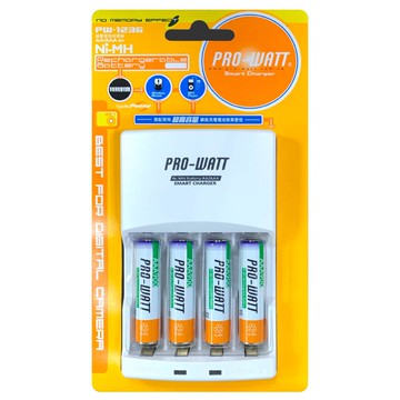 華志PRO-WATT 充電器+湯淺鎳氫電池(1.2V立即用)