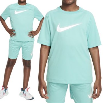 Nike B NK DF MULTI+ SS Top HBR 大童 童裝 藍綠色 運動 短袖 DX5386-300