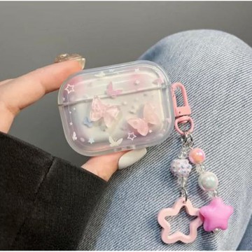 少女粉色立體蝴蝶適用蘋果耳機保護套無線藍牙耳機殼耳機套保護殼airpods4 pro23