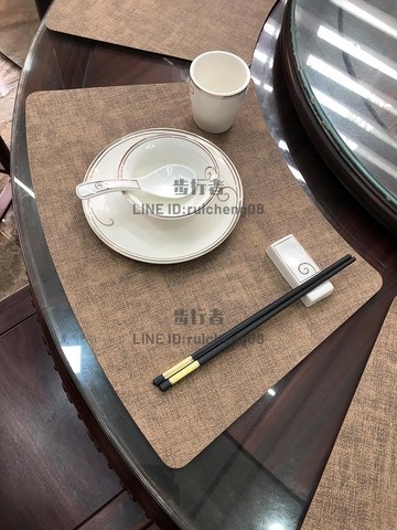 扇形中式酒店專用皮革圓桌餐桌墊餐墊防水防油餐具墊高級感隔熱墊【步行者戶外生活館】