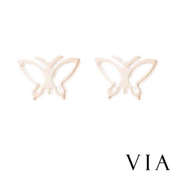 【VIA】昆蟲系列 清新縷空小蝴蝶造型白鋼耳釘 造型耳釘金色