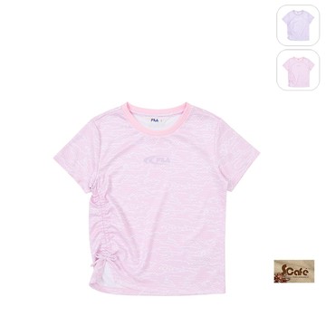 【FILA】KIDS 女童款 吸濕排汗 短袖圓領T恤-粉色 5TEZ-4320-PK
