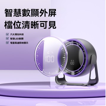 Y30桌面迴圈風扇 超強涓輪懸浮電機 100檔強風隨意調節 智慧LED數顯 五片扇葉設計 支援正反旋轉320°調節 居家辦公必備風扇