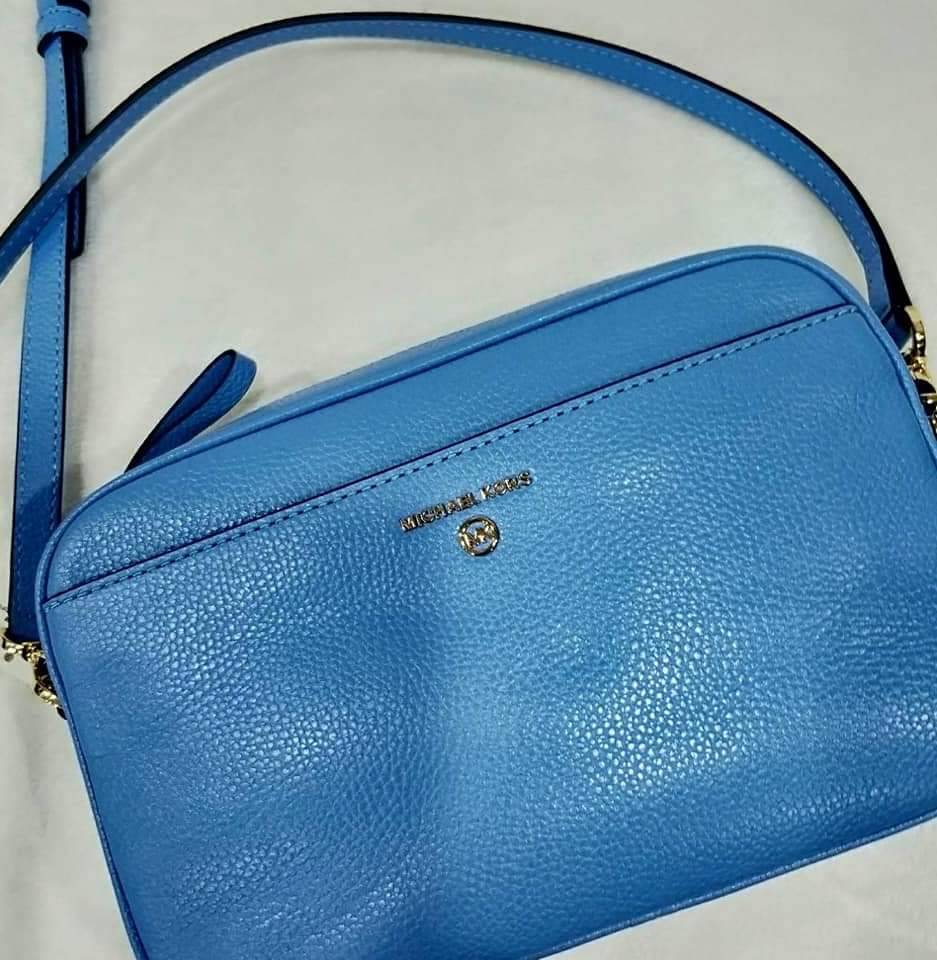 Michael kors jet set 藍色皮革斜背包
