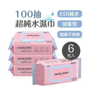 美麗佳人濕巾(100抽x6包) 嬰兒柔濕巾 純水濕巾  無酒精 掀蓋濕巾 【旺達棉品】 組合包MC-DR100