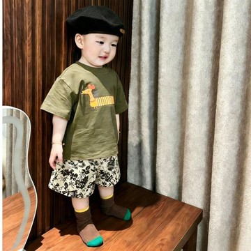 Mimo⭐夏季兒童休閒褲套裝兒童帥氣寶寶短袖兩件套男童夏季短袖套裝
