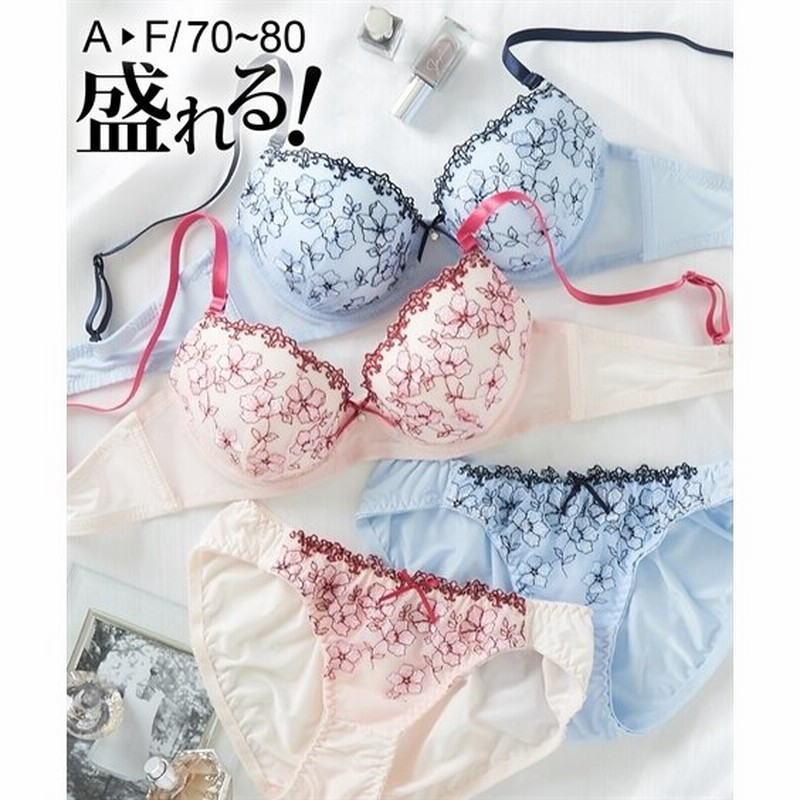 ブラジャー ショーツ セット レディース チュール 花刺しゅう A70_M〜D80_L ニッセン nissen 通販  LINEポイント最大0.5%GET | LINEショッピング