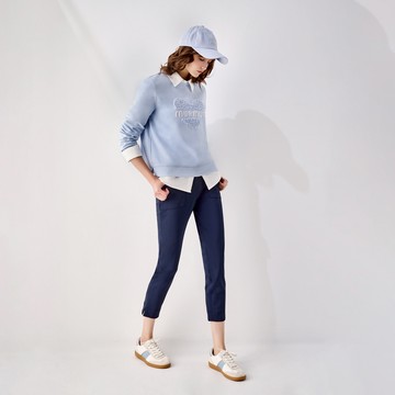 開叉彈性窄管褲