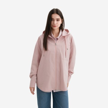 【網路獨家款】女裝-連帽襯衫式外套-粉紅色