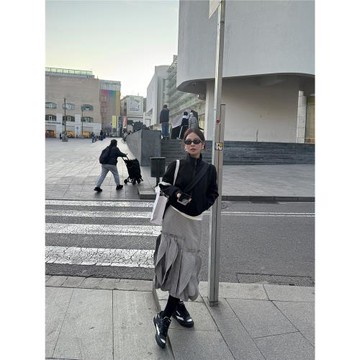 WXLSTUDIO落日諾曼底 空氣層運動休閑外套女春季新款黑色夾克上衣