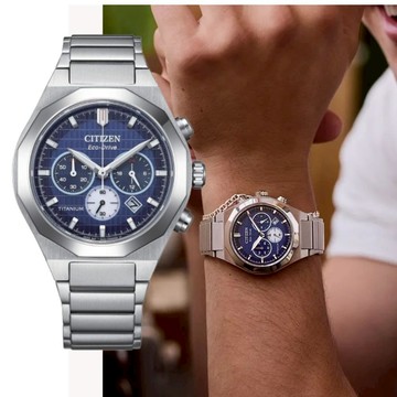 CITIZEN 星辰 GENT'S系列 Zenshin 超級鈦光動能計時腕錶-藍 CA4691-59L