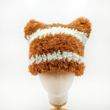 Miranda Handmadex覓品竹北手作店-手工編織毛帽-毛茸茸貓耳帽B款