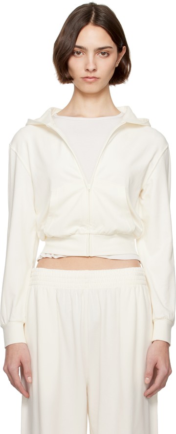 SKIMS 灰白色 Cotton Jersey Zip Up 连帽衫