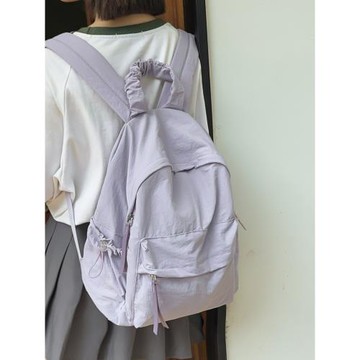 超輕雙肩包女森系少女褶皺感小眾ins休閑旅行背包高中大學生書包