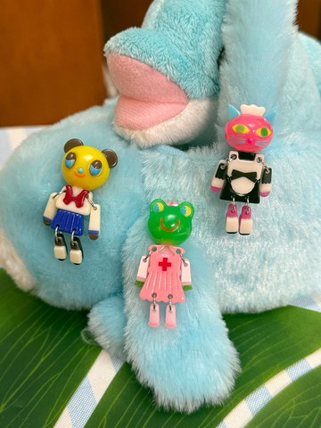 糖豆小動物晃腿耳釘耳夾可愛