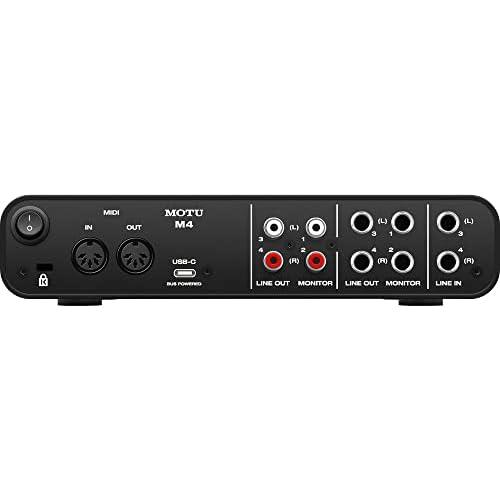 MOTU M4 Desktop USB Type-C Audio-MIDI Interface Bundle with XLR-XLR Cable and 10-Pack Straps