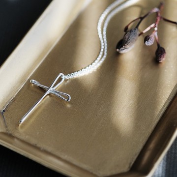 Wire Cross男士項鍊銀925
