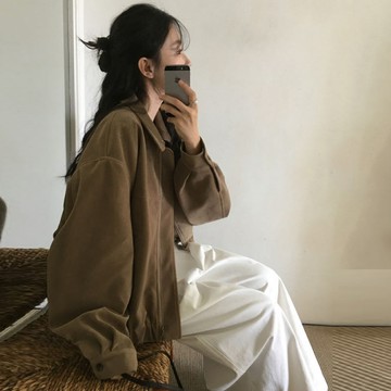【太妮絲LI02】現貨法式雲絨・高級皮絨拉鍊外套 麂皮外套 皮絨短外套 秋冬外套 機車風 拉鍊外套 短版皮外套 棒球外套