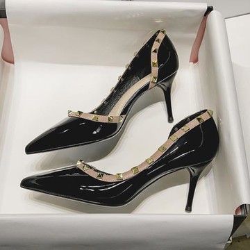 尖頭黑色高跟鞋女細跟小個子御姐性感氣質絕美職業名媛秋夏季單鞋