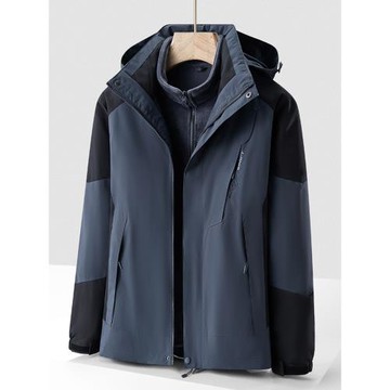 戶外沖鋒衣男女款三合一可拆卸加絨外套2024新款防風防水登山服