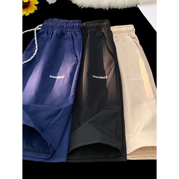 夏季字母刺繡短褲男美式潮牌簡約休閑五分褲百搭寬松直筒工裝中褲