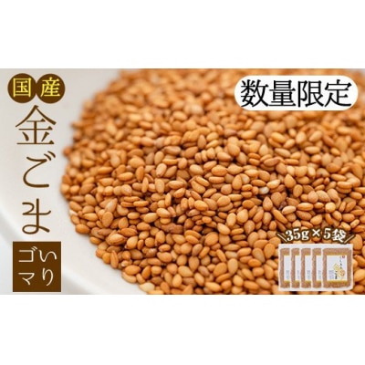 希少な国内産!農薬不使用栽培の「くしきの金ごま」(いりゴマ35g×5袋)