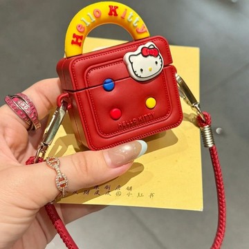 kitty耳機殼🎀 kt貓小方包airpods4保護殼斜跨四代殼airpodpro2蘋果耳機套3代 耳機套 耳機防摔