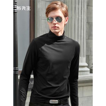 MrBu布先生純色打底衫親膚內衣T恤2025秋高領男款長袖上衣BT384