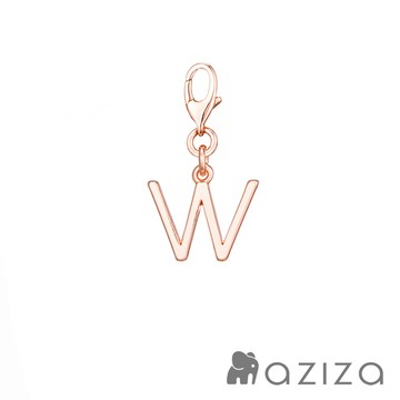 aziza 玫瑰金英文字母吊飾-W (吊飾小物)