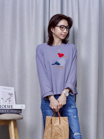療癒能量的插畫風格★親膚透氣長袖T (正韓)