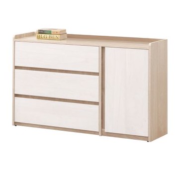 文創集 雷克雙色4尺單門三抽斗櫃-121x43x83cm免組