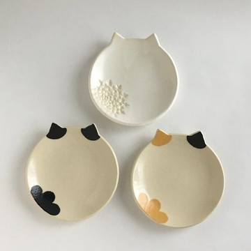 2 入組 貓咪小碟 可挑選款式 三毛貓 賓士貓（黑白貓）白貓