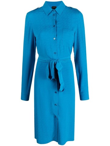 PINKO - monogram-patter shirt dress - women - Acetate/Silk - 42 - Blue