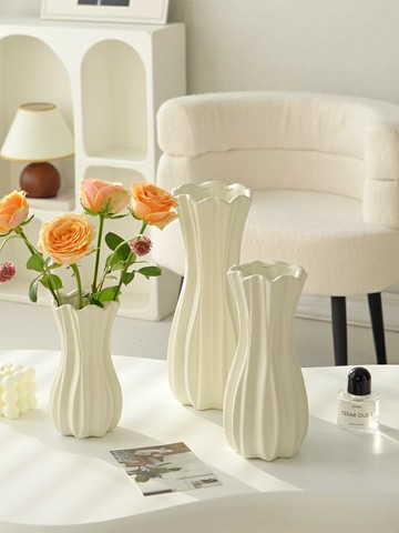 【可開發票】 宅配到府 花瓶 玻璃花瓶高級感簡約陶瓷花瓶電視柜桌面擺件家居飾品客廳插花干花鮮花水養~優樂悅