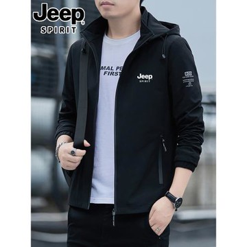 JEEP吉普春季2025新款修身夾克男潮牌春裝上衣服潮流休閑春秋外套