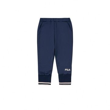 FILA KIDS 女童排汗快乾針織長褲(幼兒)-深藍 5PNZ-8011-DB