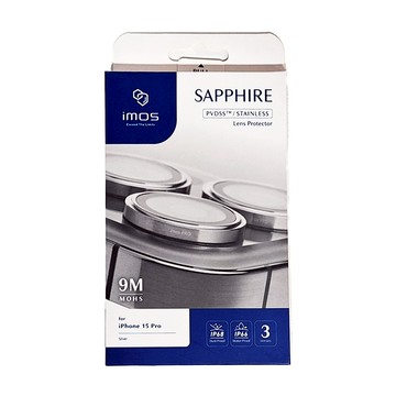 imos 藍寶石金屬框玻璃鏡頭貼 鈦銀色 0.5g  iPhone 15 Pro  1個