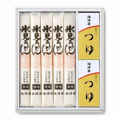 海津屋 氷見うどん セット 細麺 国内産小麦100%使用  1箱 [ 200g × 5本 つゆ5袋 × 2個 ]