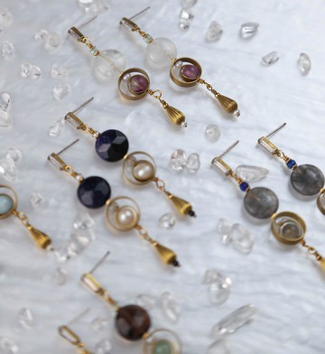 小鐘擺 - 天然礦石 耳環 耳針 耳夾