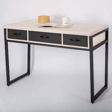 文創集 米雅雙色4尺三抽書桌-120x59x78cm免組