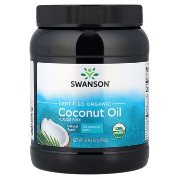 Swanson Vitamins, 有機認可椰子油，原味，3 磅 4 盎司（1.47 千克）
